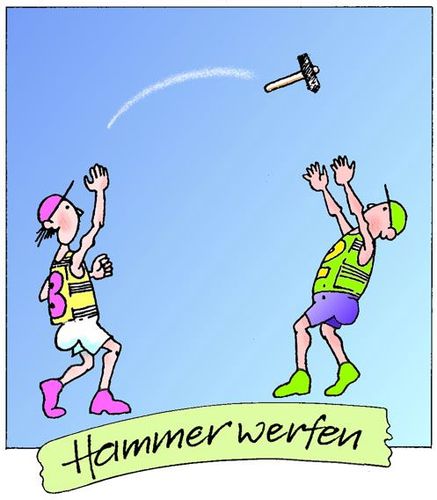 Cartoon: SPORT ist COOL! (medium) by Zotto tagged eislauf,ringkampf,hammerwerfen,hindernislauf,korbball,kugelstoßen,bogenschießen,wasserball