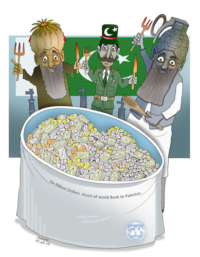 Cartoon: 6 billions Dollar Assist of worl (medium) by Shahid Atiq tagged pakistan
