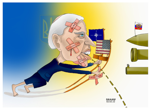 Cartoon: Biden repeat his pain in Ukraine (medium) by Shahid Atiq tagged ukraine