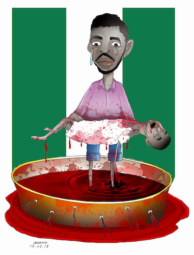 Cartoon: Bloodshed in Nigeria ! (medium) by Shahid Atiq tagged nigerian,bloodshed