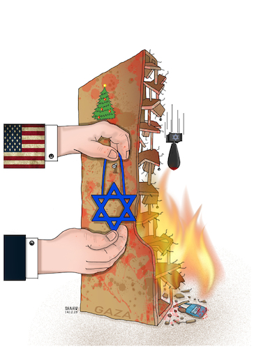 Cartoon: Christmas gift! (medium) by Shahid Atiq tagged palestine