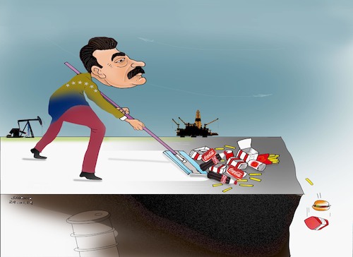 Cartoon: Cleaning the dust ! (medium) by Shahid Atiq tagged venezuela