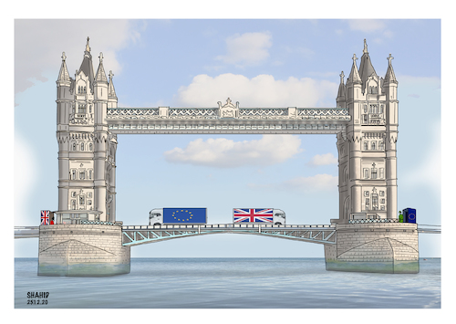 Cartoon: EU- UK  Tradedeal ! (medium) by Shahid Atiq tagged eu