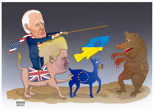 Cartoon: Europe Under US pressure! (medium) by Shahid Atiq tagged ukraine