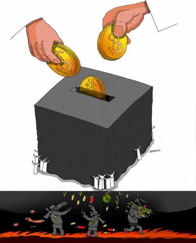 Cartoon: Finance and terror (medium) by Shahid Atiq tagged pkk,turkey,isis,war,krig,afghanistan,kabul,pres