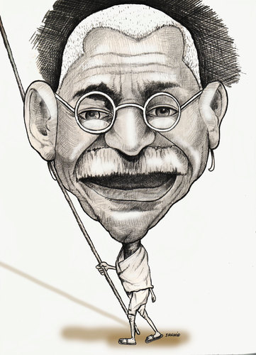 Cartoon: Gandhi (medium) by Shahid Atiq tagged 0130