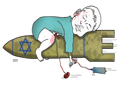 Cartoon: Gaza graveyard for childrens! (medium) by Shahid Atiq tagged palestine