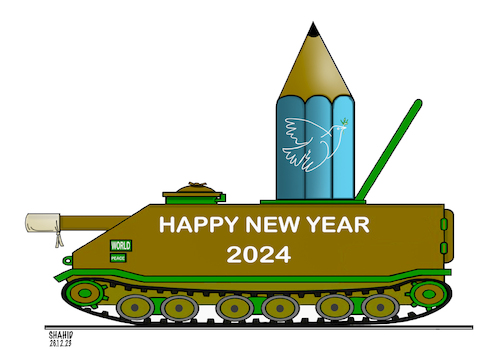 Cartoon: Happy New Year with Peace! (medium) by Shahid Atiq tagged world