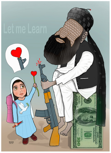 Cartoon: let me Learn! (medium) by Shahid Atiq tagged afghanistan