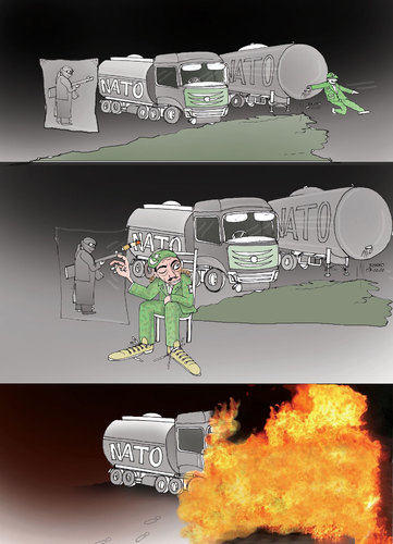 Cartoon: NATO LKW (medium) by Shahid Atiq tagged 0137