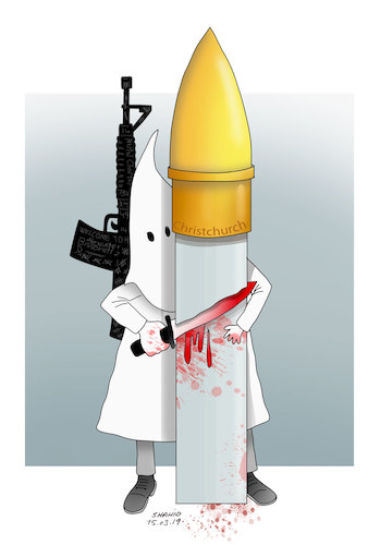 Cartoon: New Zealand Mosque attack ! (medium) by Shahid Atiq tagged mosques,attack