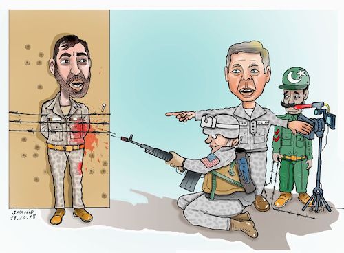 Cartoon: Pre condition for peace negotiat (medium) by Shahid Atiq tagged qandahar,attack