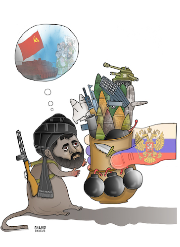 Cartoon: Russia support terrorism! (medium) by Shahid Atiq tagged afghanistan