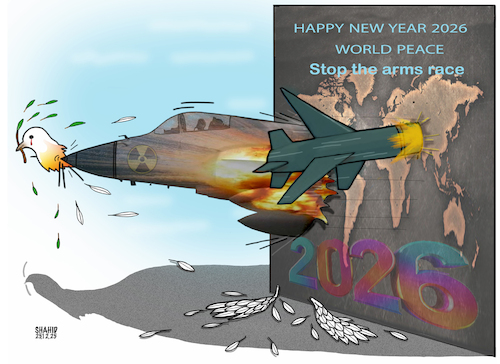 Cartoon: Stop the arms race! (medium) by Shahid Atiq tagged world