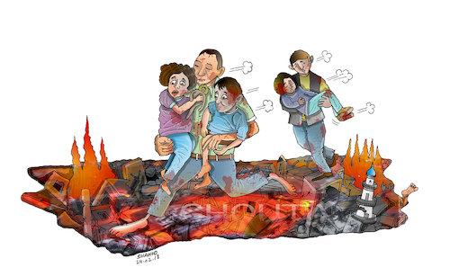 Cartoon: Syria in Bloodbath ! (medium) by Shahid Atiq tagged syria