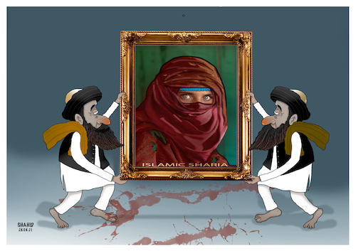 Cartoon: Taliban Islamic Sharia! (medium) by Shahid Atiq tagged afghanistan