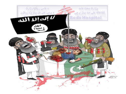 Cartoon: Terror attack in Afghanistan ! (medium) by Shahid Atiq tagged afganistan