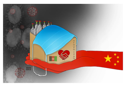Cartoon: Thanks for China assistance ! (medium) by Shahid Atiq tagged afghanistan