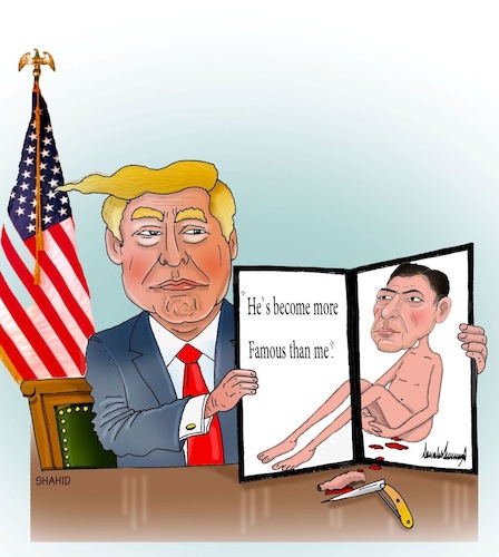 Cartoon: The James Comey show! (medium) by Shahid Atiq tagged afghanistan,kabul,attack