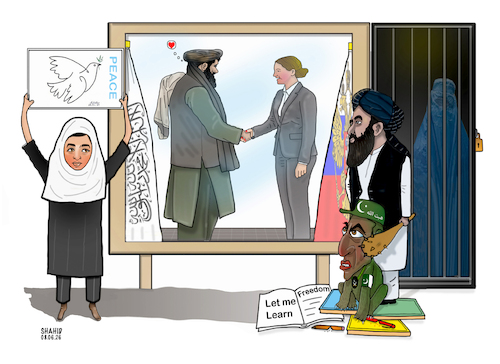Cartoon: Two faces of Taliban ! (medium) by Shahid Atiq tagged afghanistan