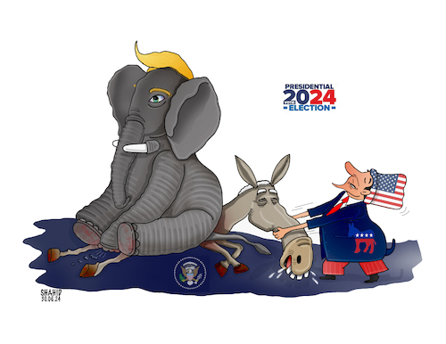Cartoon: US Presidential Debate! (medium) by Shahid Atiq tagged usa