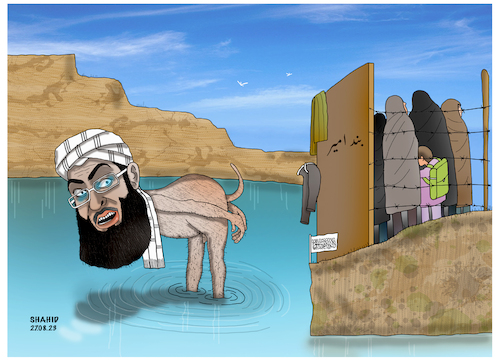 Cartoon: women cannot swim! (medium) by Shahid Atiq tagged afghanistan