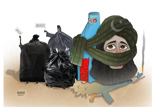 Cartoon: Women rights under Taliban ! (medium) by Shahid Atiq tagged afghanistan