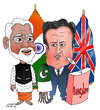 Cartoon: David Cameron in India (small) by Shahid Atiq tagged afghanistan,kabul,syria,iran,switzerland,schweiz,usa,france,football,safi,cartooneu,uk,india,shahid,atiq