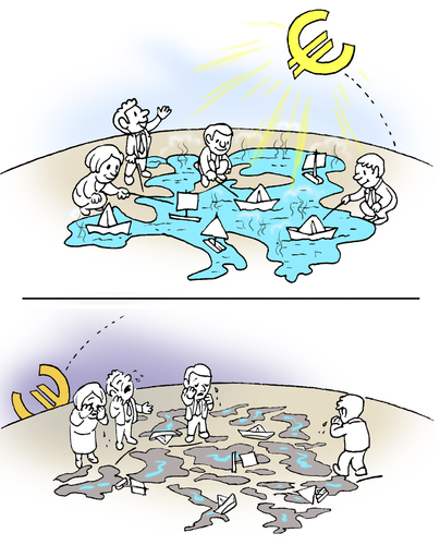 Cartoon: sunrise and sunset (medium) by gonopolsky tagged europe,crisis,euro