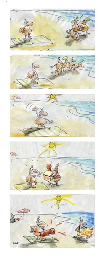 Cartoon: Nude Beach (medium) by llobet tagged beach,nude,toy,sexshop
