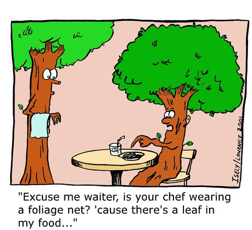 Cartoon: foliage net (medium) by sardonic salad tagged trees,waiter,foliage,net,sardonicsalad