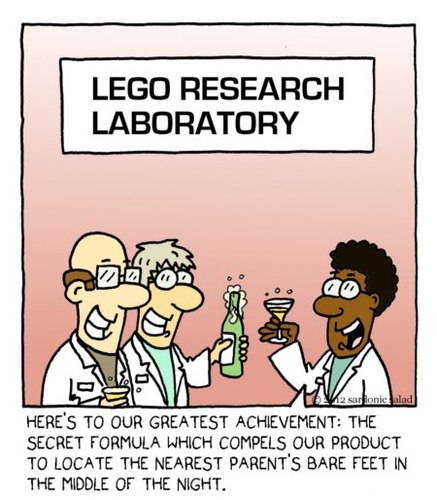 Cartoon: legos (medium) by sardonic salad tagged parents,salad,sardonic,comic,cartoon,development,and,research,lego