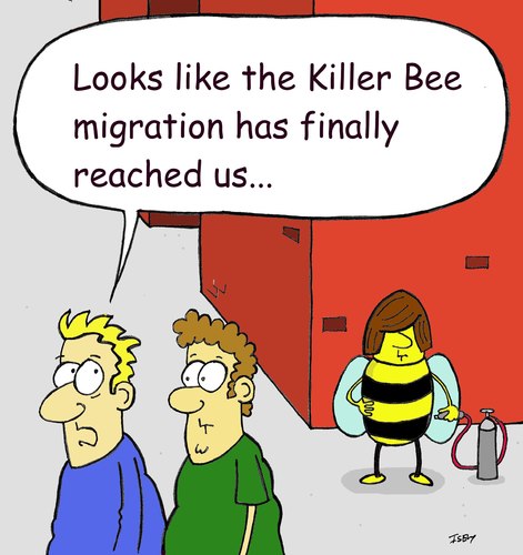 Cartoon: No country for old bees (medium) by sardonic salad tagged killer,bees