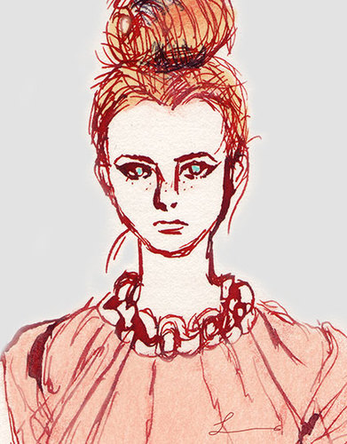 Cartoon: face (medium) by lavi tagged fashion,illustration,face,girl,pink,clothes,dress,expression,lavi,liao
