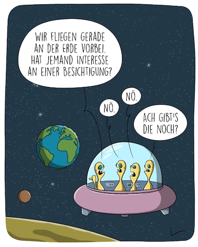 Cartoon: Erdbesichtigung (medium) by SCHÖN BLÖD tagged aliens,außerirdische,ufo,erde,welt,besichtigung,tourismus,weltall,raumschiff,aliens,außerirdische,ufo,erde,welt,besichtigung,tourismus,weltall,raumschiff