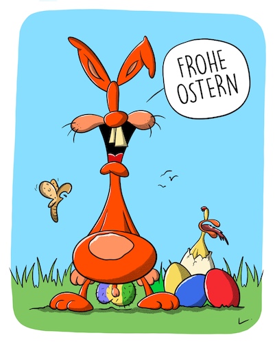 Cartoon: Frohe Ostern (medium) by SCHÖN BLÖD tagged thomas,luft,cartoon,lustig,spaß,humor,osterhase,ei,küken,osterei,ostern,schmetterling,feiertag,hase,thomas,luft,cartoon,lustig,spaß,humor,osterhase,ei,küken,osterei,ostern,schmetterling,feiertag,hase