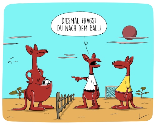 Cartoon: Fußball (medium) by SCHÖN BLÖD tagged thomas,luft,cartoon,australien,tiere,kanguru,fußball,thomas,luft,cartoon,australien,tiere,kanguru,fußball