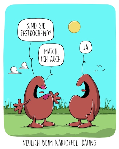 Cartoon: Kartoffel-Dating (medium) by SCHÖN BLÖD tagged thomas,luft,cartoon,kartoffeln,gemüse,essen,date,dating,treffen,match,liebe,erotik,thomas,luft,cartoon,kartoffeln,gemüse,essen,date,dating,treffen,match,liebe,erotik