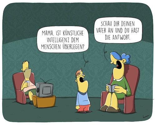 Cartoon: Künstliche Intelligenz (medium) by SCHÖN BLÖD tagged thomas,luft,cartoon,künstliche,intelligenz,sohn,mutter,vater,wohnzimmer,fernseher,thomas,luft,cartoon,künstliche,intelligenz,sohn,mutter,vater,wohnzimmer,fernseher