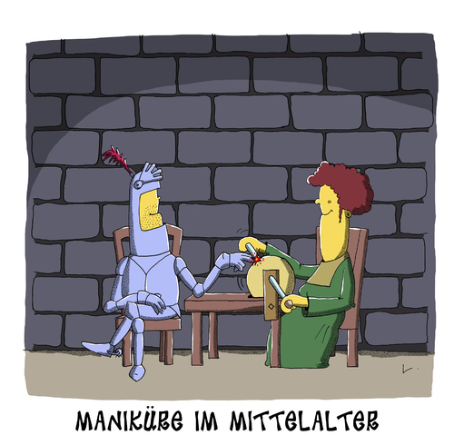 Cartoon: Maniküre (medium) by SCHÖN BLÖD tagged thomas,luft,cartoon,lustig,schön,blöd,ritter,rüstung,burg,mittelalter,mann,frau,schleifstein,maniküre,thomas,luft,cartoon,lustig,schön,blöd,ritter,rüstung,burg,mittelalter,mann,frau,schleifstein,maniküre