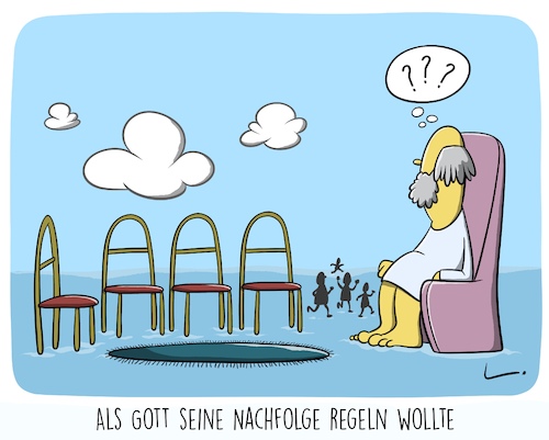 Cartoon: Nachfolge (medium) by SCHÖN BLÖD tagged gott,himmel,nachfolger,wolken,gott,himmel,nachfolger,wolken