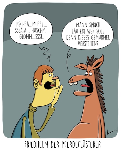 Cartoon: Pferdeflüsterer (medium) by SCHÖN BLÖD tagged pferdeflüsterer,pferd,flüstern,tiere,pferdeflüsterer,pferd,flüstern,tiere