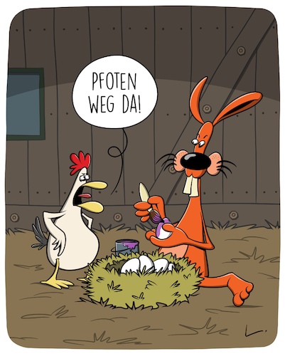 Cartoon: Pfoten weg (medium) by SCHÖN BLÖD tagged ostern,eier,ostereier,huhn,hase,osterhase,pinsel,ostern,eier,ostereier,huhn,hase,osterhase,pinsel