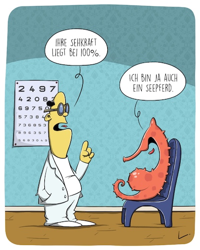 Cartoon: Sehtest (medium) by SCHÖN BLÖD tagged thomas,luft,cartoonalarm,seepferd,tiere,arzt,doktor,augenarzt,augen,sehen,sehtest,thomas,luft,cartoonalarm,seepferd,tiere,arzt,doktor,augenarzt,augen,sehen,sehtest