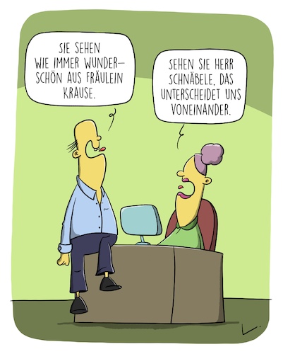 Cartoon: Unterschied (medium) by SCHÖN BLÖD tagged thomas,luft,cartoon,lustig,spaß,unterschied,mann,frau,beziehung,büro,kollegen,schönheit,thomas,luft,cartoon,lustig,spaß,unterschied,mann,frau,beziehung,büro,kollegen,schönheit