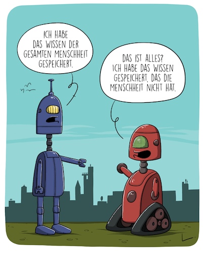 Cartoon: Wissen der Menschheit (medium) by SCHÖN BLÖD tagged thomas,luft,cartoonalarm,menschen,menschheit,wissen,roboter,künstliche,intelligenz,thomas,luft,cartoonalarm,menschen,menschheit,wissen,roboter,künstliche,intelligenz