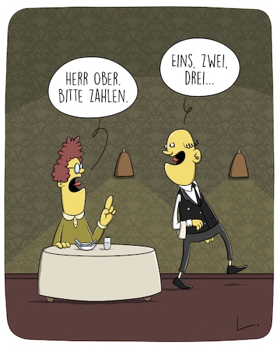 Cartoon: Zahlen (medium) by SCHÖN BLÖD tagged gaststätte,restaurant,kellner,ober,zahlen,essen,gaststätte,restaurant,kellner,ober,zahlen,essen