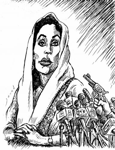 Cartoon: Bhutto victim of democracy (medium) by javad alizadeh tagged benazir,bhutto,