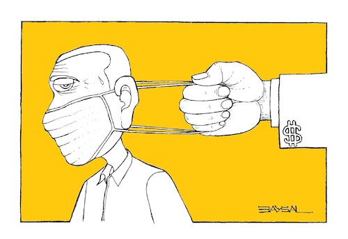 Cartoon: The Mask... (medium) by ercan baysal tagged mask,covit,pandemi,nurse,doctor,virüs,healt,cartoon,ercanbaysal,illustration