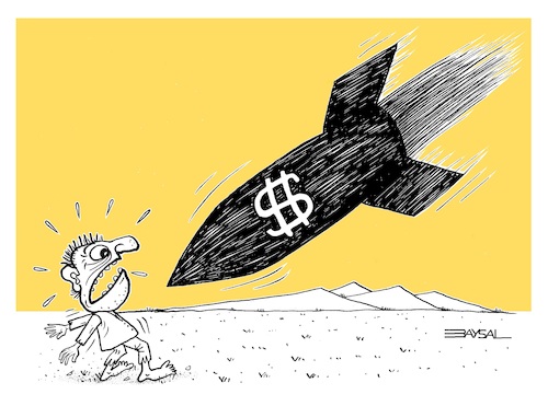 Cartoon: War and poor... (medium) by ercan baysal tagged war,poor,weapon,rocket,dead,death,rich,wounded